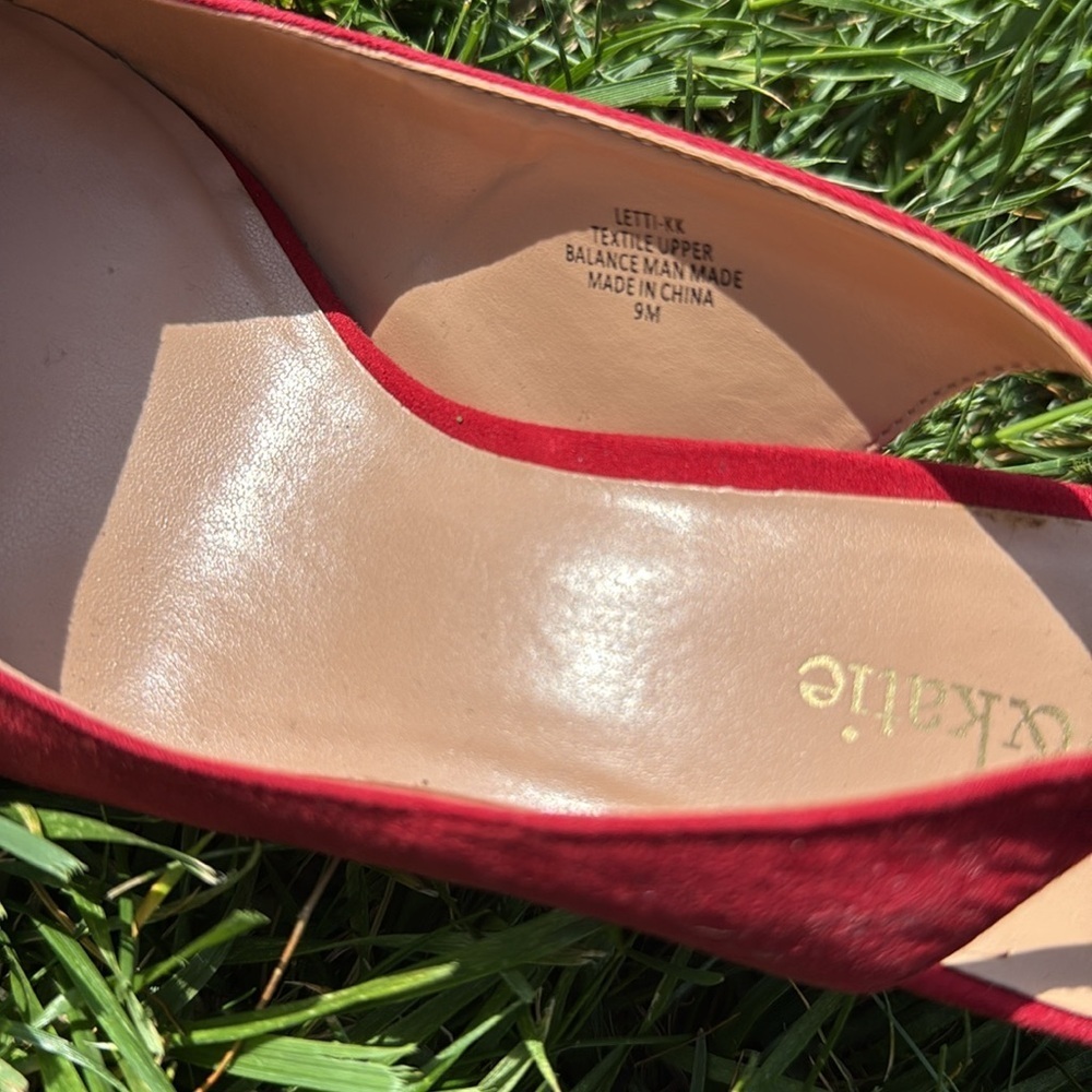 Kelly & Katie Red Suede Women's Shoes - Picture 6 of 8